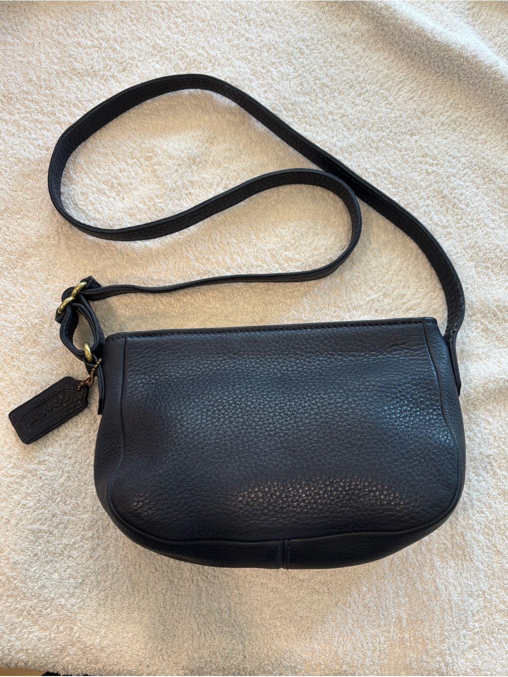 Vintage Coach Navy Leather Mini Zip Natural Grain 4313 1990s Costa Rica
